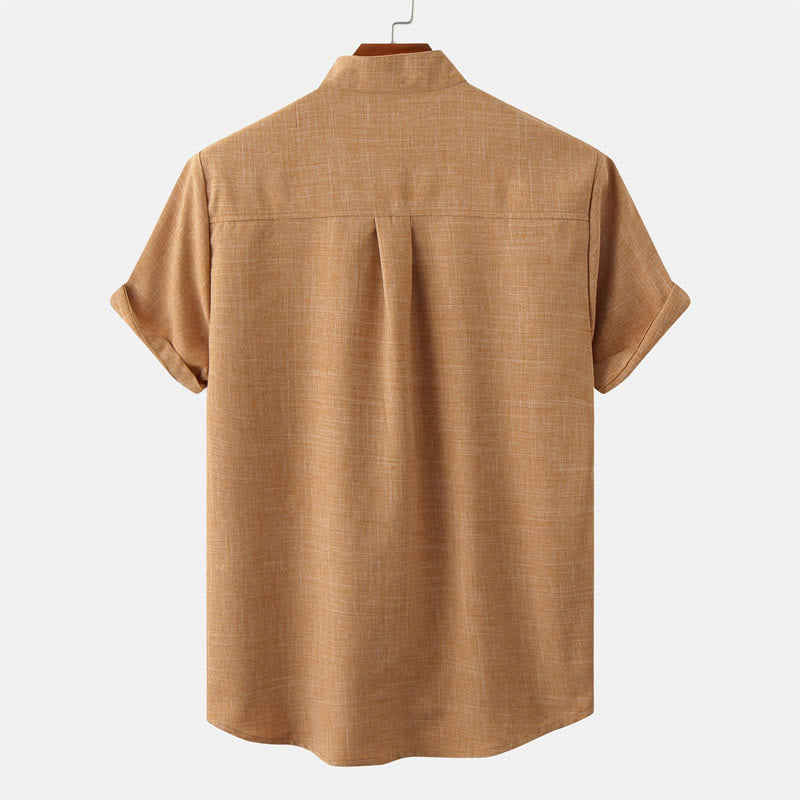 Nimara Ritual Summer Men's Button Plain Short Sleeve Shirt With Pocket
