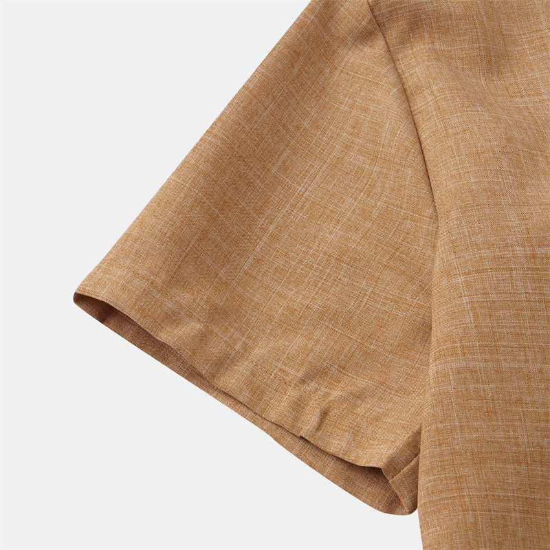 Nimara Ritual Summer Men's Button Plain Short Sleeve Shirt With Pocket