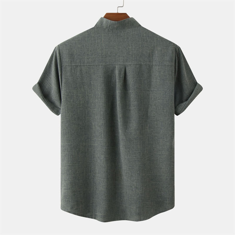 Nimara Ritual Summer Men's Button Plain Short Sleeve Shirt With Pocket