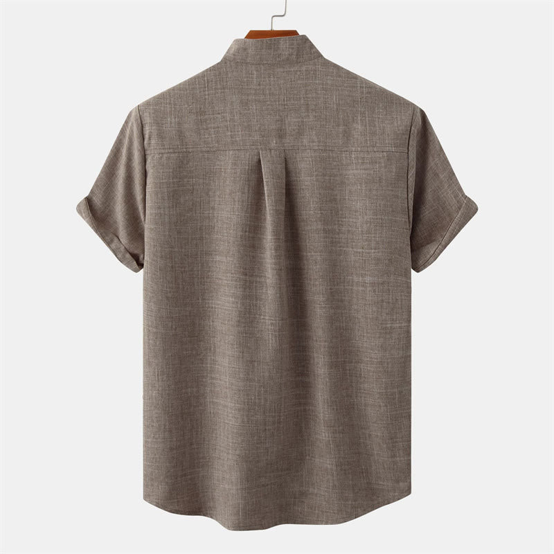 Nimara Ritual Summer Men's Button Plain Short Sleeve Shirt With Pocket