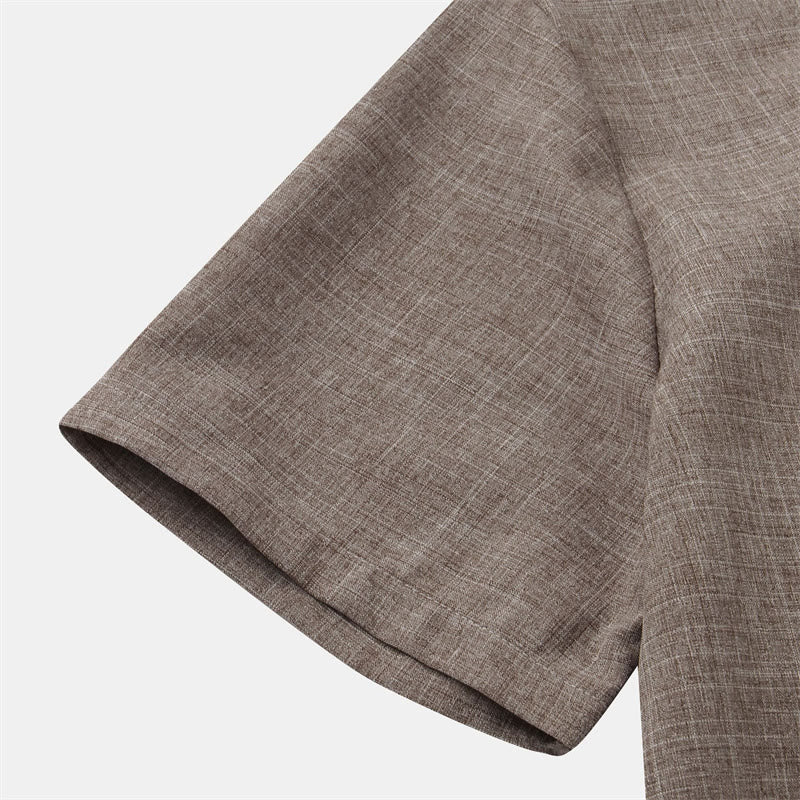 Nimara Ritual Summer Men's Button Plain Short Sleeve Shirt With Pocket