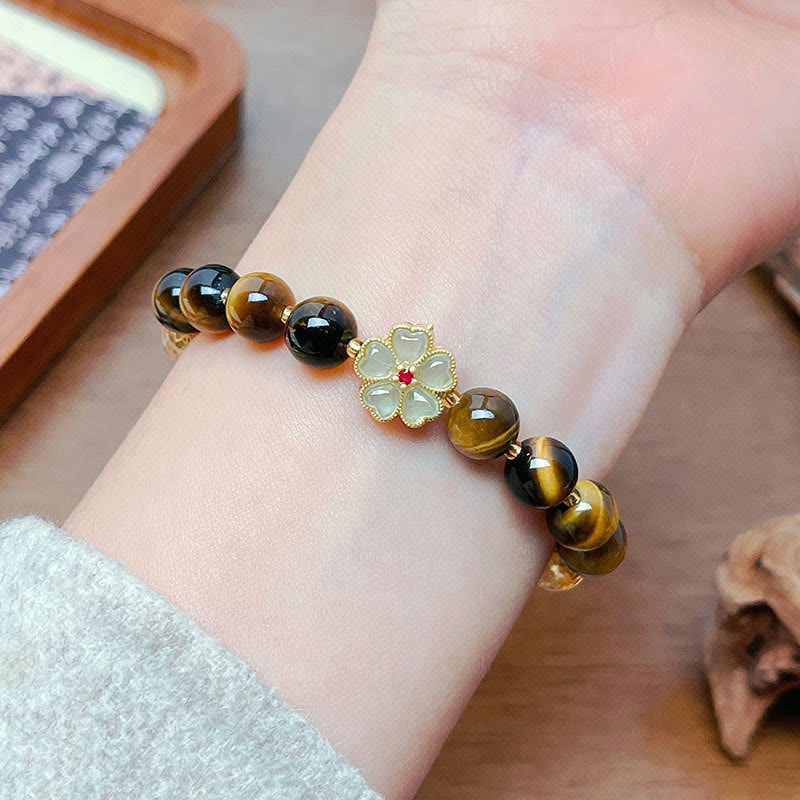 Nimara Ritual Natural Tiger Eye Citrine Beads Flower Bell Courage Bracelet