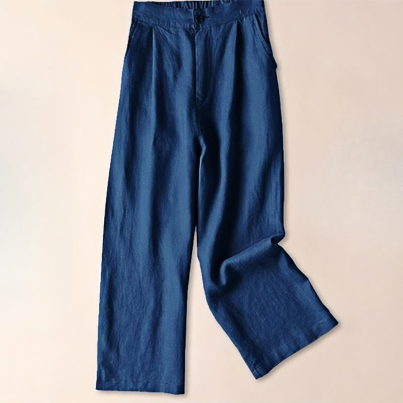 Nimara Ritual Commute Solid Color 7-8 Length Women's Wide Leg Pants With Pockets