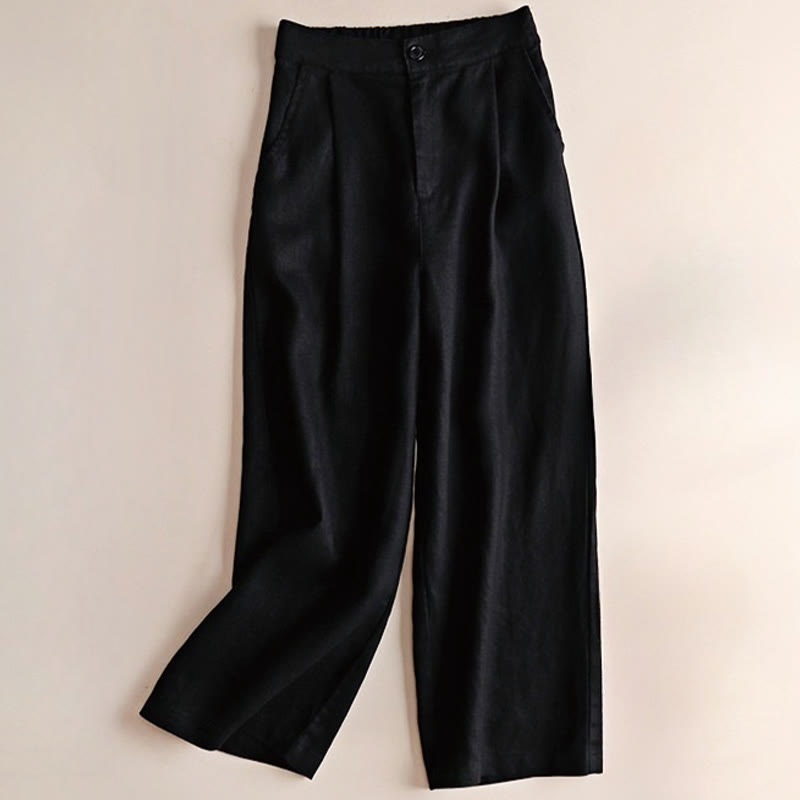 Nimara Ritual Commute Solid Color 7-8 Length Women's Wide Leg Pants With Pockets