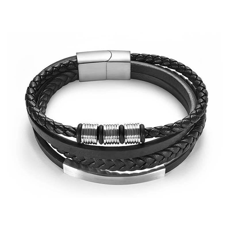Nimara Ritual Fashion Titanium Steel Leather Hand Woven Magnetic Buckle Strengthen Bracelet