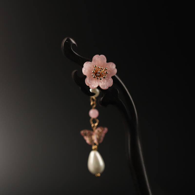 Nimara Ritual Ebony Flower Butterfly Blessing Hairpin