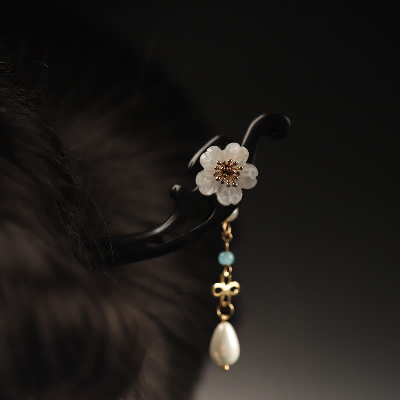 Nimara Ritual Ebony Flower Butterfly Blessing Hairpin