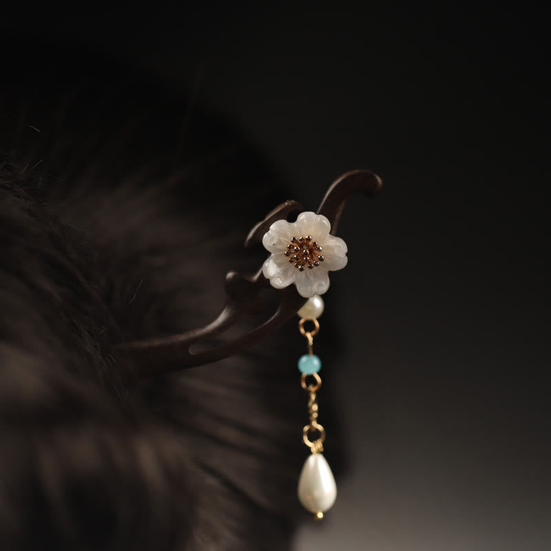 Nimara Ritual Ebony Flower Butterfly Blessing Hairpin