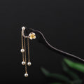 Nimara Ritual Ebony Shell Flower Pearl Tassel Blessing Hairpin