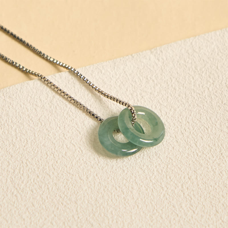 Fortune and Luck Jade Double Peace Buckle Necklace Pendant