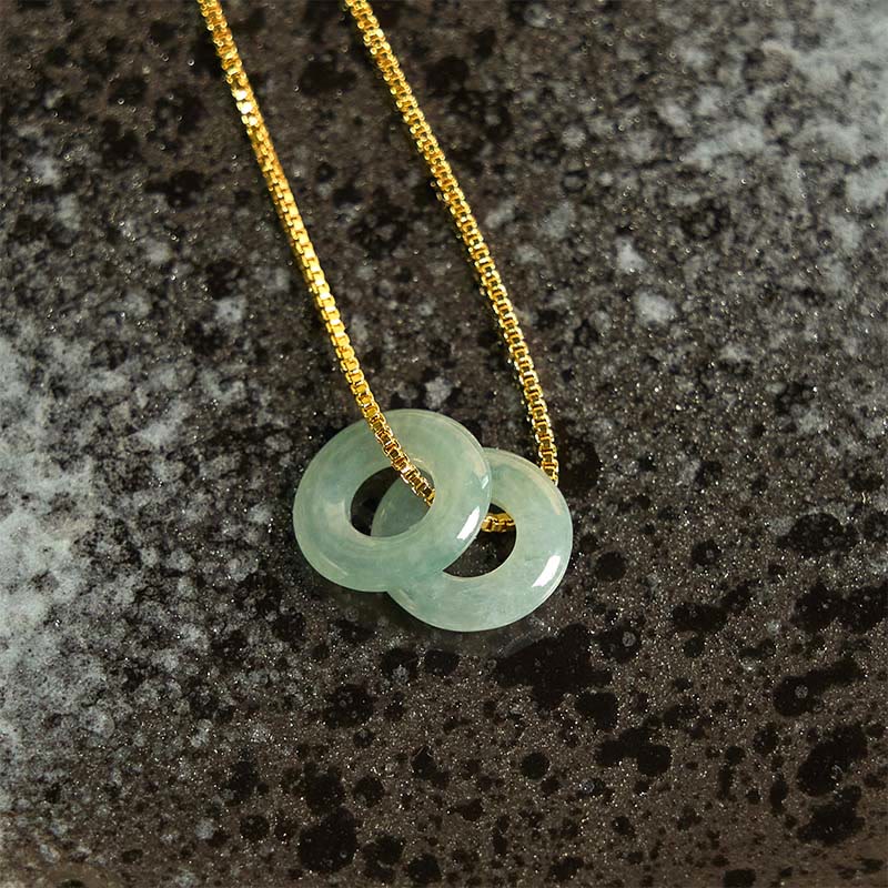 Nimara Ritual Jade Double Peace Buckle Prosperity Necklace Pendant