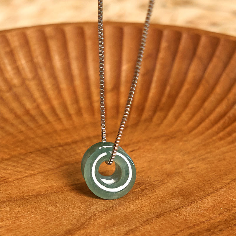 Fortune and Luck Jade Double Peace Buckle Necklace Pendant