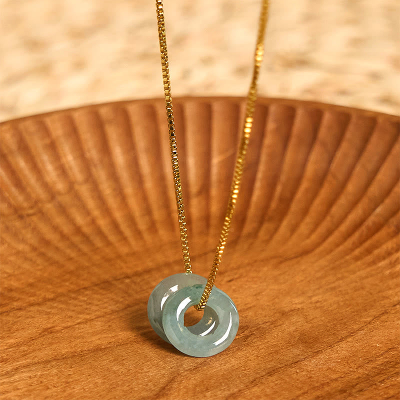 Nimara Ritual Jade Double Peace Buckle Prosperity Necklace Pendant