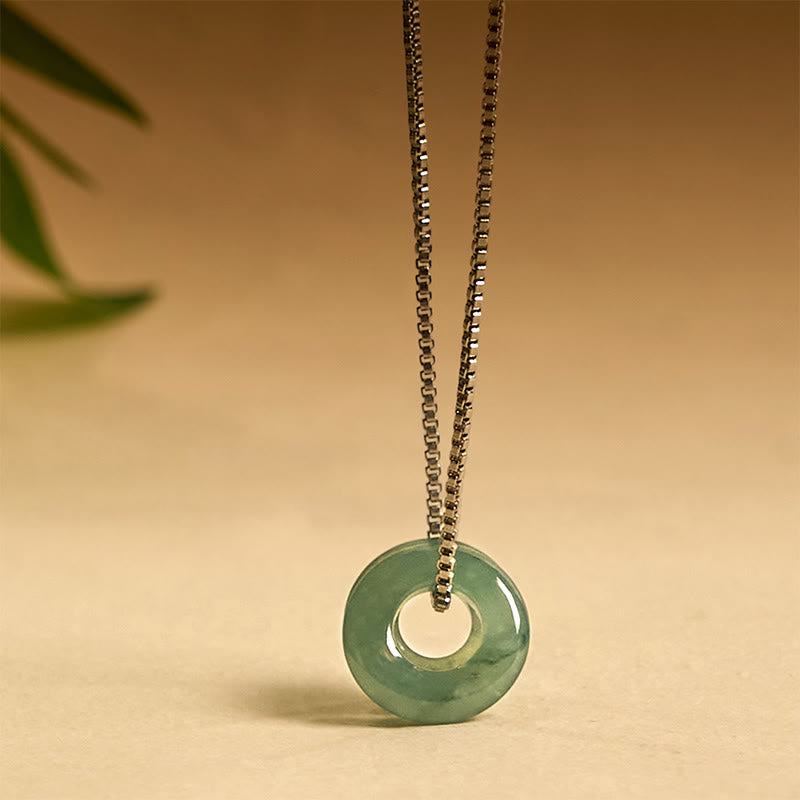 Nimara Ritual Jade Double Peace Buckle Prosperity Necklace Pendant