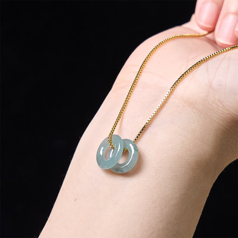 Fortune and Luck Jade Double Peace Buckle Necklace Pendant