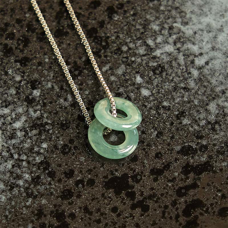 Nimara Ritual Jade Double Peace Buckle Prosperity Necklace Pendant
