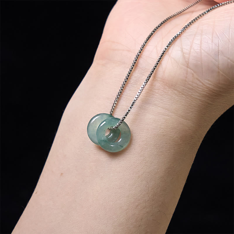 Nimara Ritual Jade Double Peace Buckle Prosperity Necklace Pendant