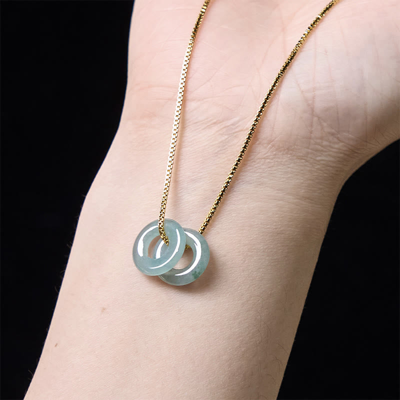 Nimara Ritual Jade Double Peace Buckle Prosperity Necklace Pendant