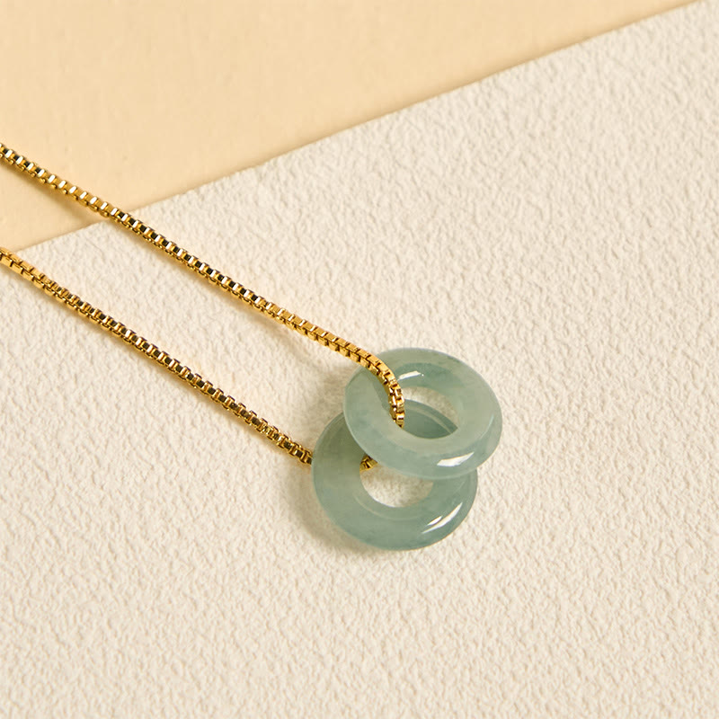 Fortune and Luck Jade Double Peace Buckle Necklace Pendant