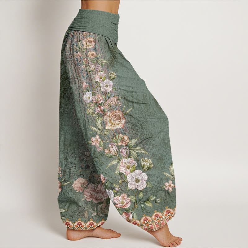 Nimara Ritual Cotton Ethnic Floral Ethnic Totem Pattern Women's Elastic Waist Harem Pants