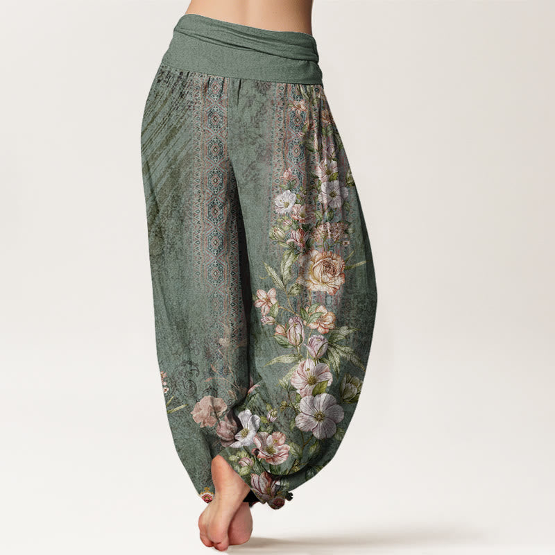 Nimara Ritual Cotton Ethnic Floral Ethnic Totem Pattern Women's Elastic Waist Harem Pants