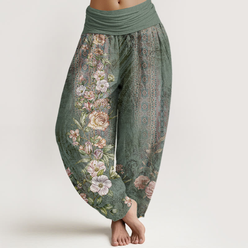 Nimara Ritual Cotton Ethnic Floral Ethnic Totem Pattern Women's Elastic Waist Harem Pants
