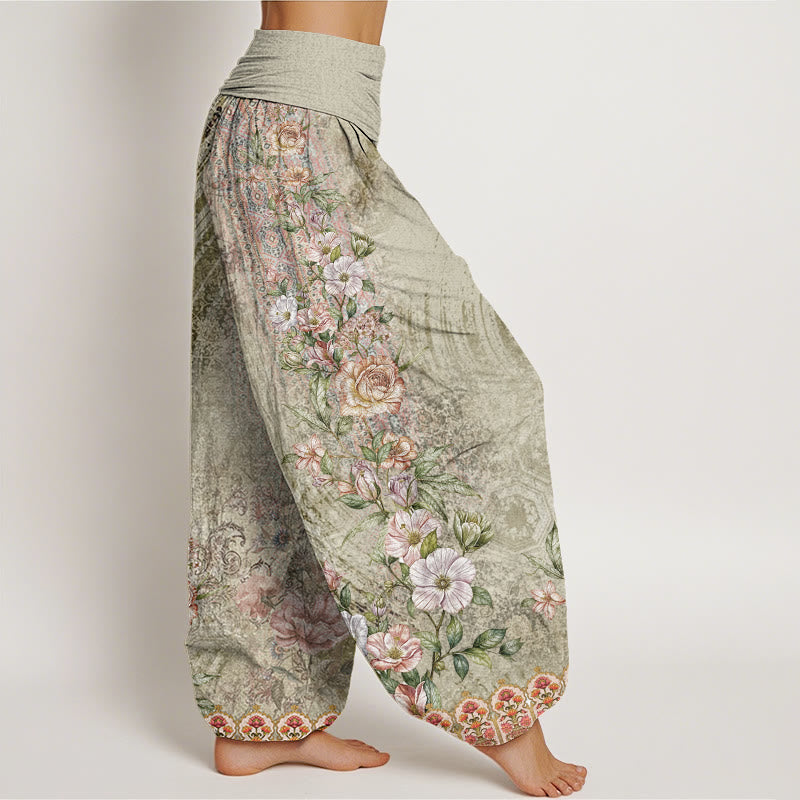 Nimara Ritual Cotton Ethnic Floral Ethnic Totem Pattern Women's Elastic Waist Harem Pants