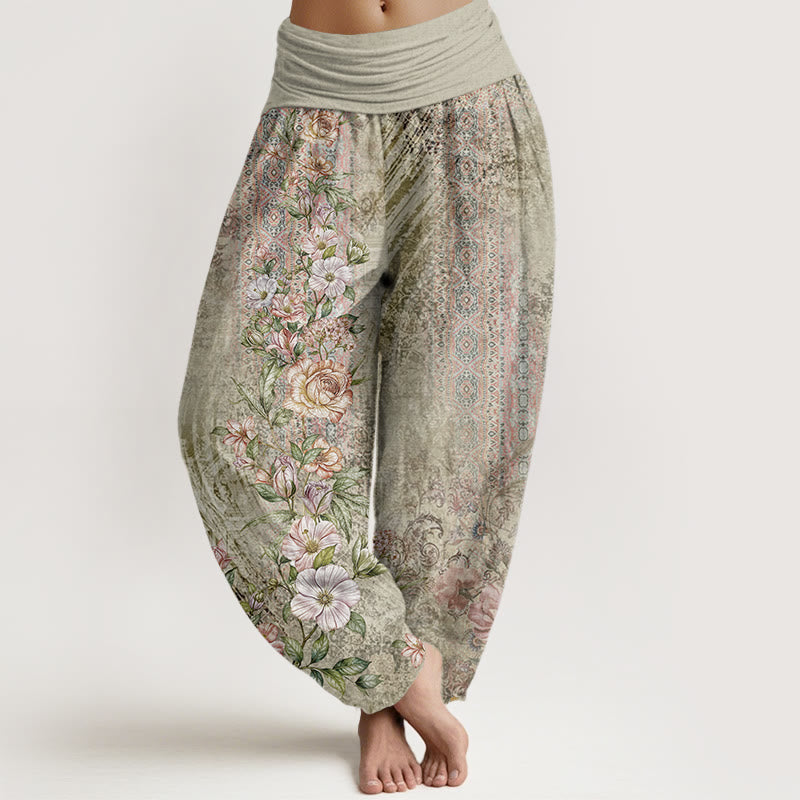 Nimara Ritual Cotton Ethnic Floral Ethnic Totem Pattern Women's Elastic Waist Harem Pants