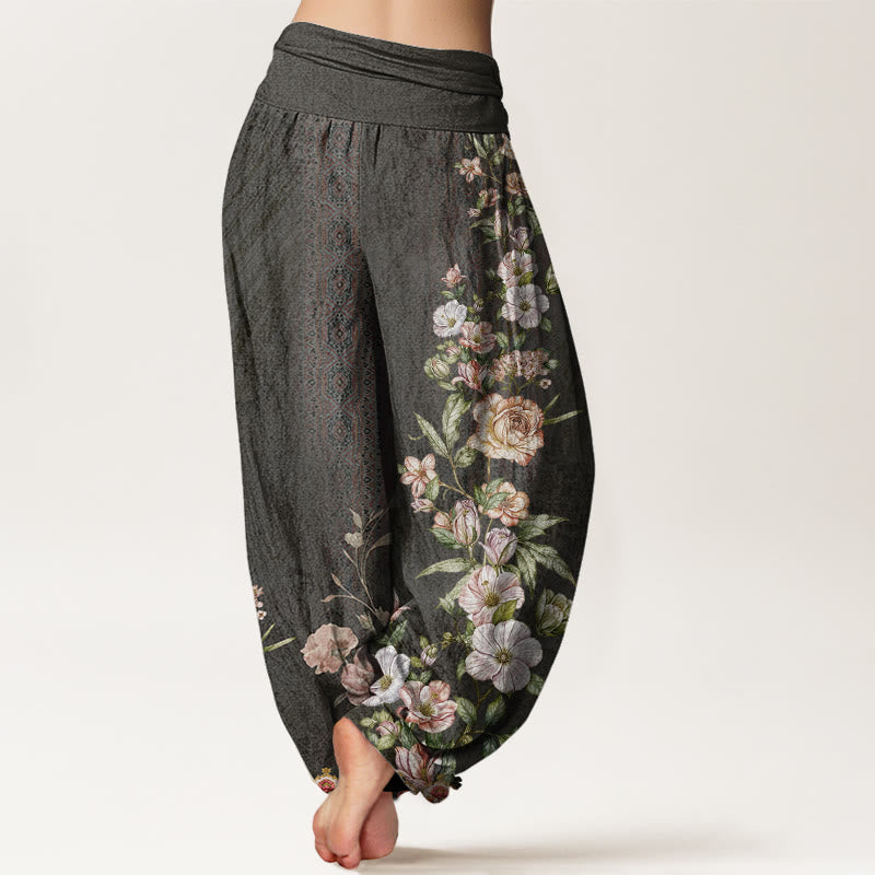 Nimara Ritual Cotton Ethnic Floral Ethnic Totem Pattern Women's Elastic Waist Harem Pants