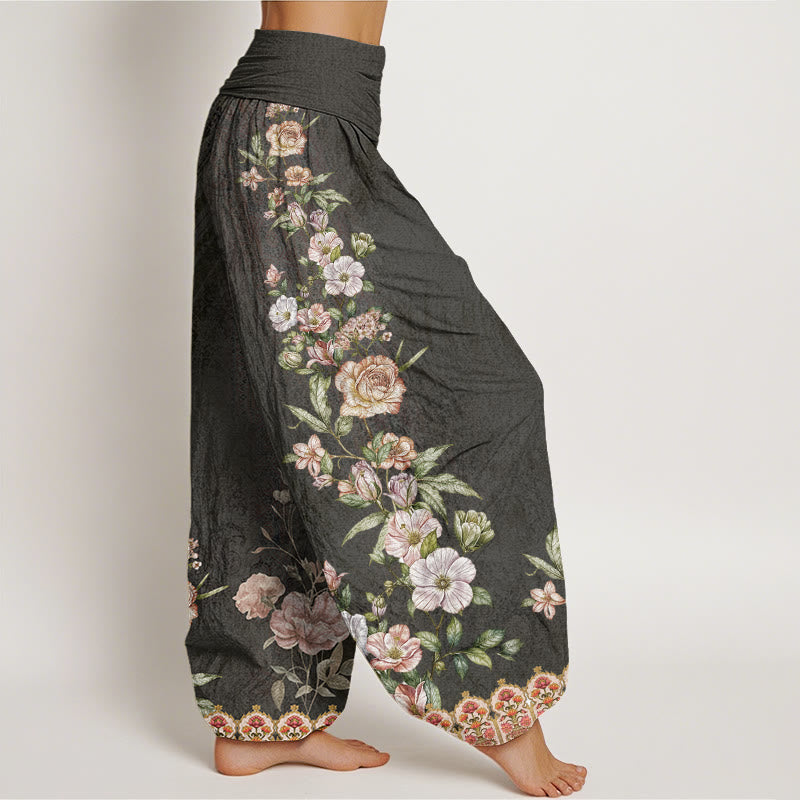 Nimara Ritual Cotton Ethnic Floral Ethnic Totem Pattern Women's Elastic Waist Harem Pants