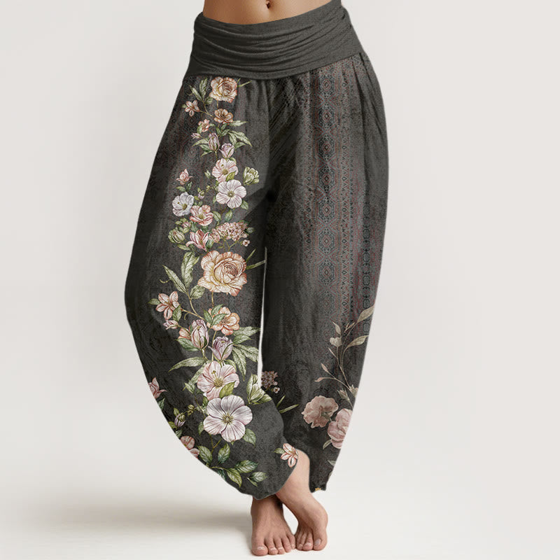 Nimara Ritual Cotton Ethnic Floral Ethnic Totem Pattern Women's Elastic Waist Harem Pants