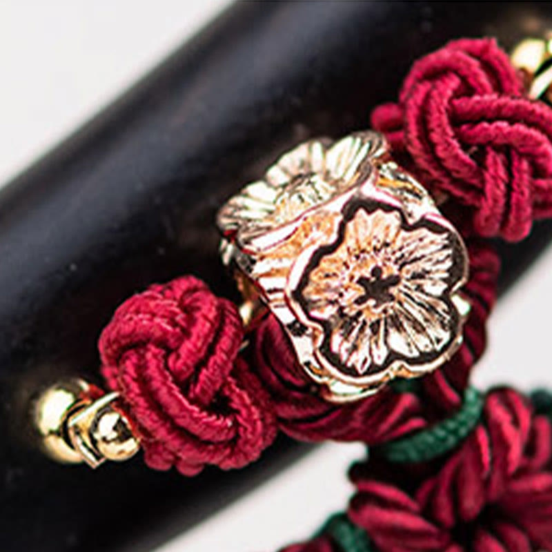 Nimara Ritual Ebony Red String Chinese Knot Tassel Protection Hairpin