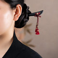 Nimara Ritual Ebony Red String Chinese Knot Tassel Protection Hairpin