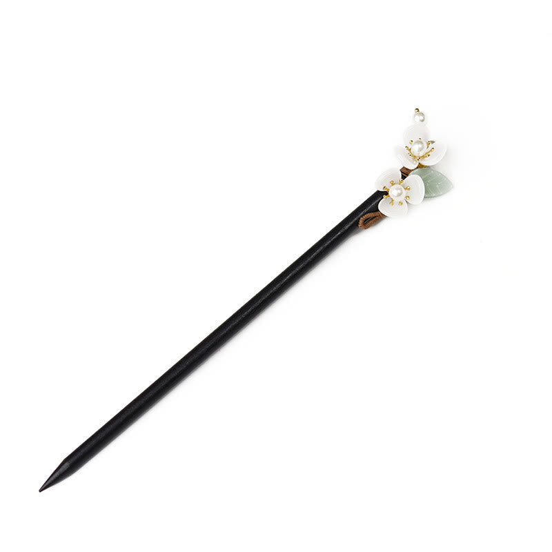 Nimara Ritual Grain Wood Liuli Magnolia Flowers Pearl Protection Hairpin