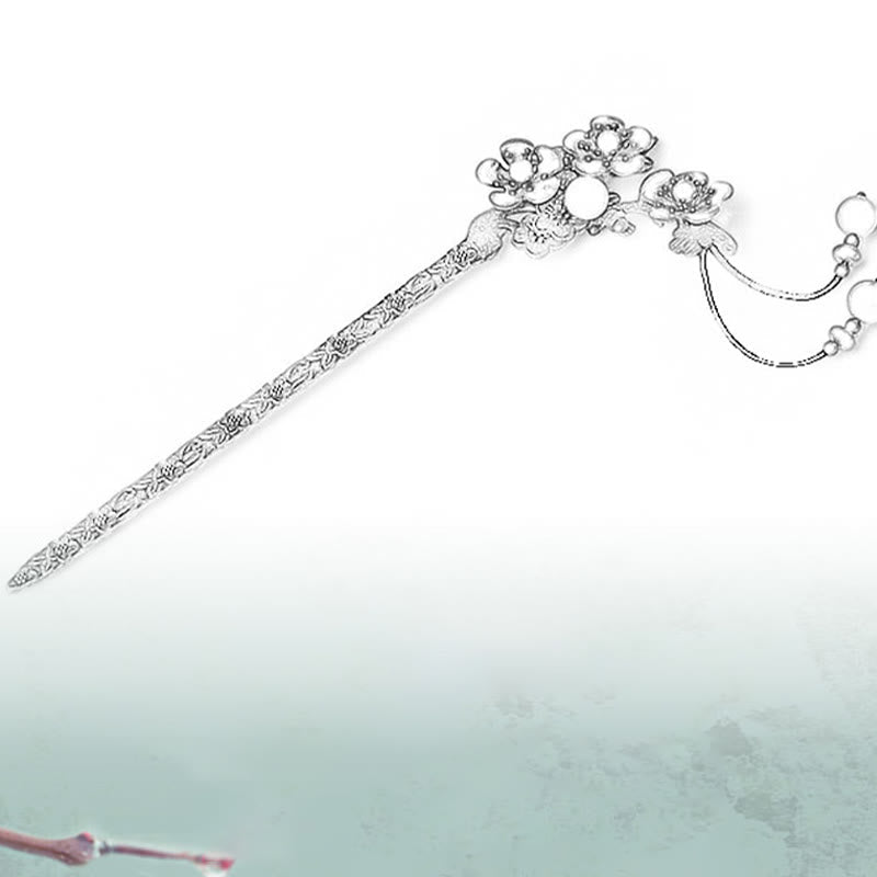 Nimara Ritual Green Aventurine Red Agate Alloy Flowers Soothing Hairpin