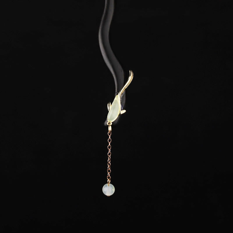 Nimara Ritual Ebony Hetian Jade Fish Blessing Hairpin