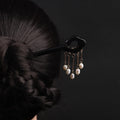 Nimara Ritual Ebony Auspicious Cloud Pearl Tassel Protection Hairpin