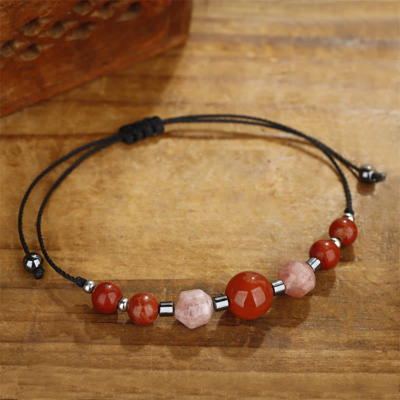 Nimara Ritual Believe You Can Carnelian Red Jasper Hematite Sun Stone Positive Bracelet
