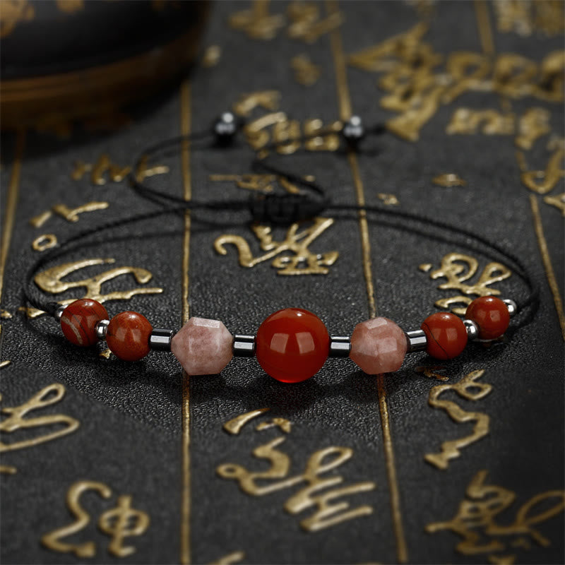 Nimara Ritual Believe You Can Carnelian Red Jasper Hematite Sun Stone Positive Bracelet