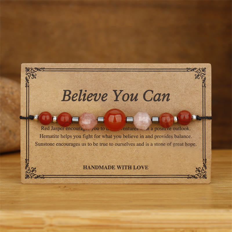 Nimara Ritual Believe You Can Carnelian Red Jasper Hematite Sun Stone Positive Bracelet