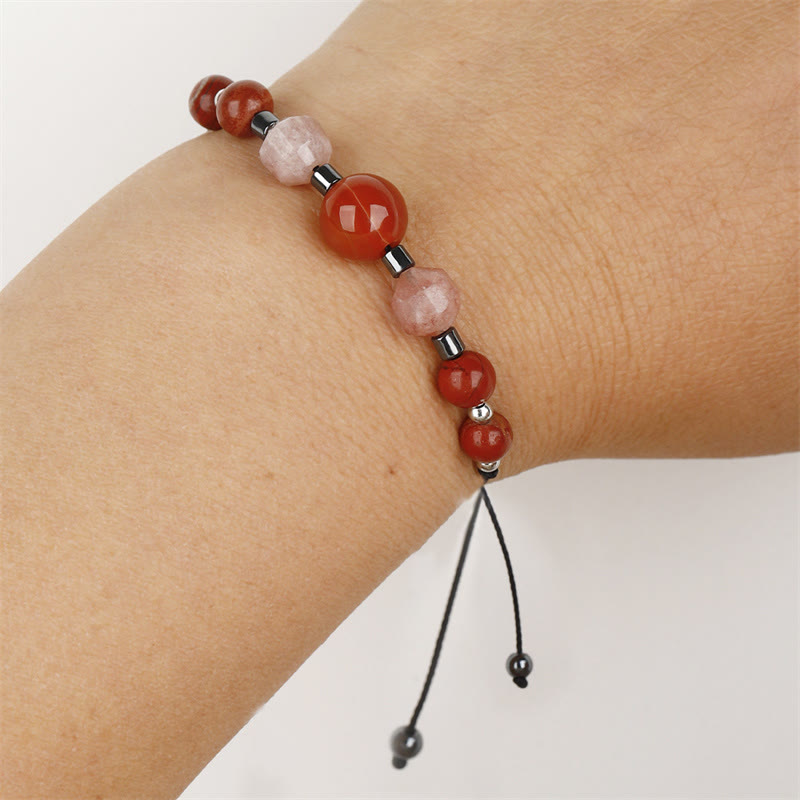 Nimara Ritual Believe You Can Carnelian Red Jasper Hematite Sun Stone Positive Bracelet