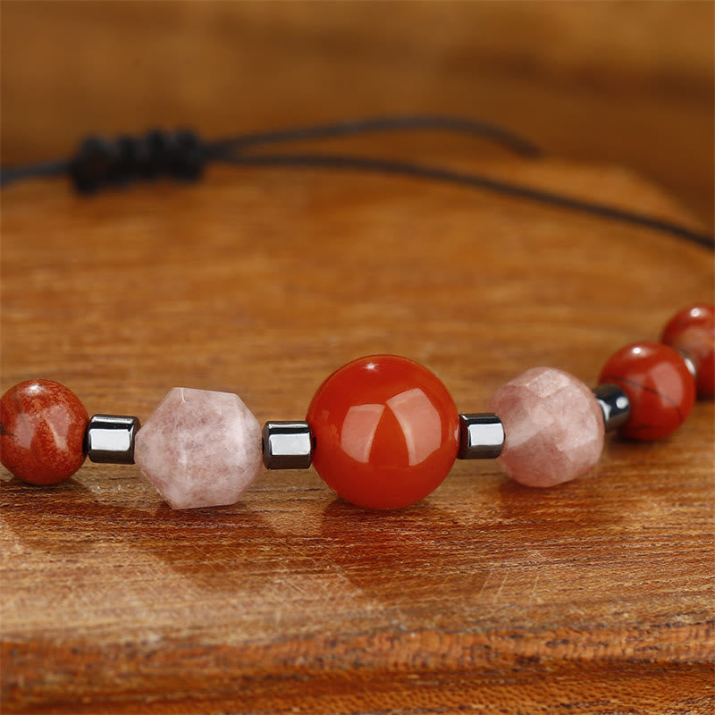 Nimara Ritual Believe You Can Carnelian Red Jasper Hematite Sun Stone Positive Bracelet