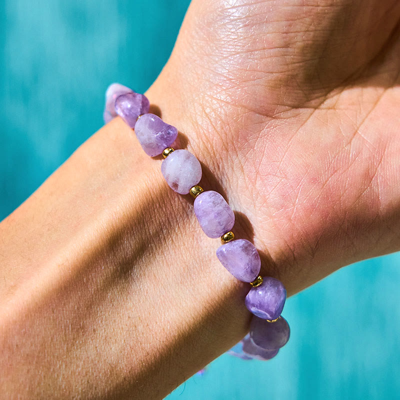 Nimara Ritual Irregular Shape Amethyst Braid String Balance Bracelet