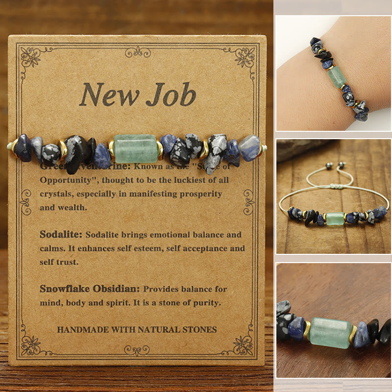 Nimara Ritual New Job Green Aventurine Sodalite Snowflake Obsidian Energy Bracelet