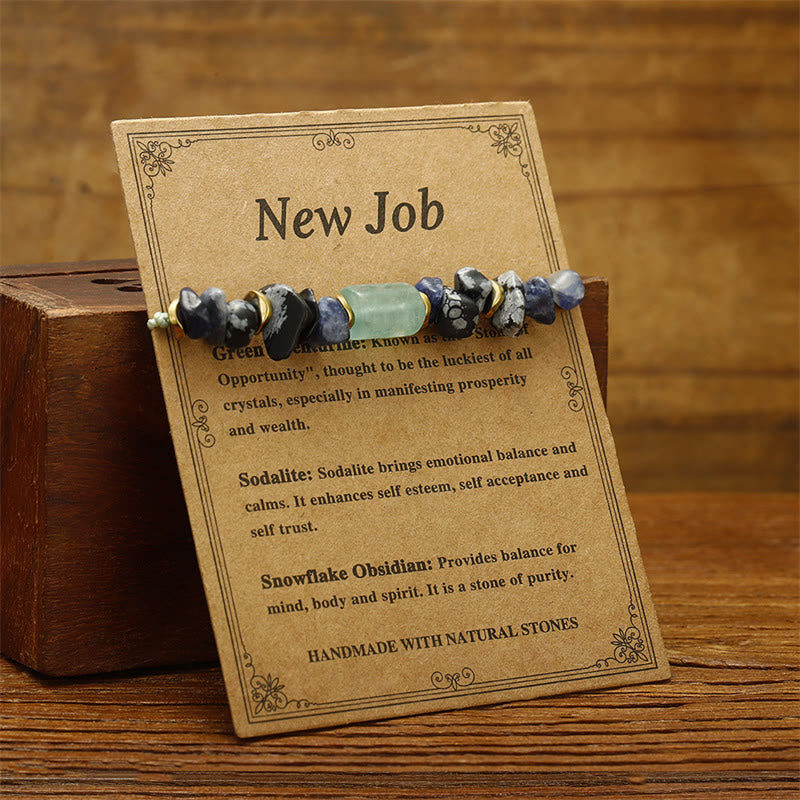 Nimara Ritual New Job Green Aventurine Sodalite Snowflake Obsidian Energy Bracelet