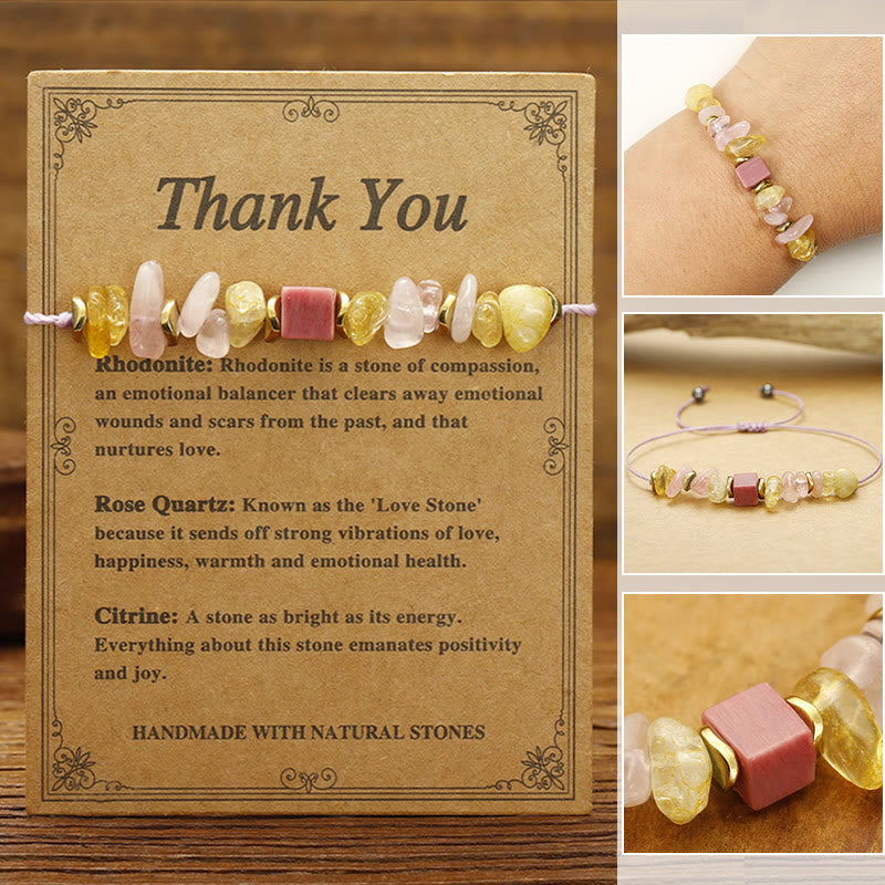 Nimara Ritual Thank You Rose Quartz Citrine Rhodonite Passionate Bracelet
