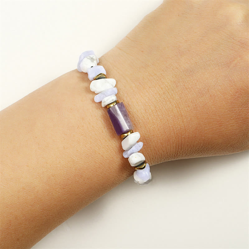 Nimara Ritual De-Stress Amethyst Blue Lace Agate Howlite Healing Bracelet