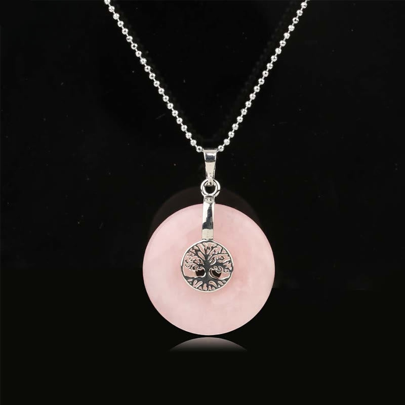 Nimara Ritual Various Crystal Rose Quartz Green Aventurine Amethyst The Tree of Life Kindness Necklace Pendant