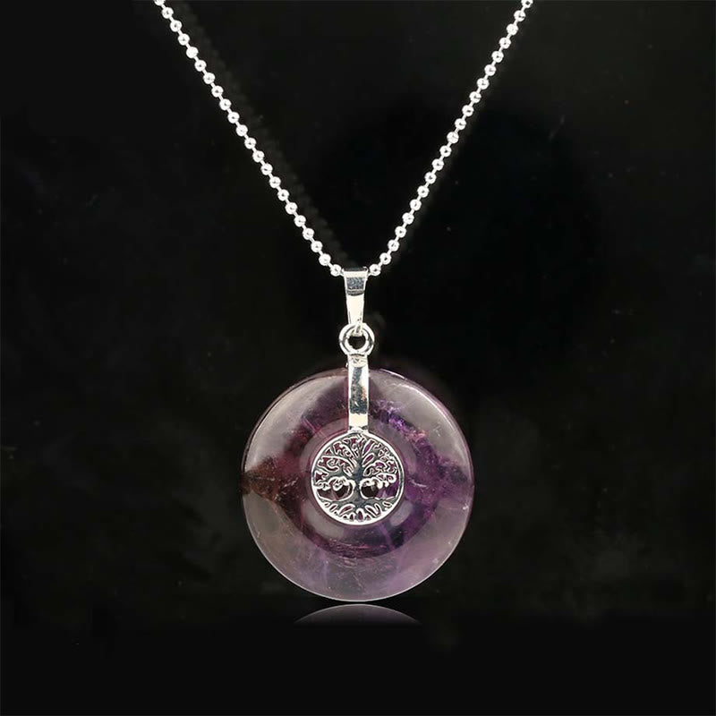 Nimara Ritual Various Crystal Rose Quartz Green Aventurine Amethyst The Tree of Life Kindness Necklace Pendant