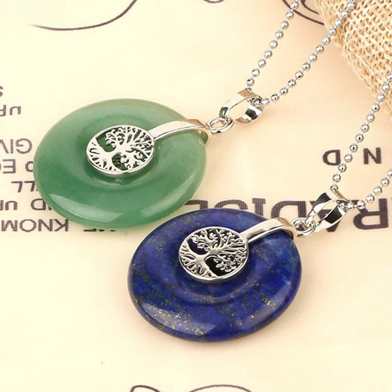 Nimara Ritual Various Crystal Rose Quartz Green Aventurine Amethyst The Tree of Life Kindness Necklace Pendant